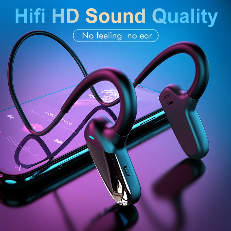 Новый продукт, настоящая беспроводная гарнитура с шейным ободом, гарнитура с костной проводимостью, с ушным крючком, спортивные беспроводные наушники