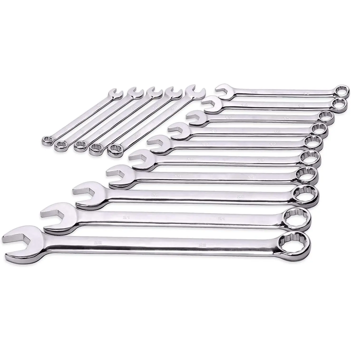 15-Piece Premium Combination Wrench Set Max Torque Chrome Vanadium Steel Long Pattern Design Metric Sizes 8 9 10 Box Packaging - Image 2