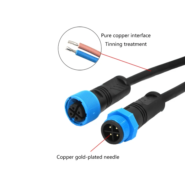 YXY M15 4 Pin Waterproof Connector - IP68 Rated, Male Female Cable Connector for Solar Street Lights, Outdoor LED Lighting