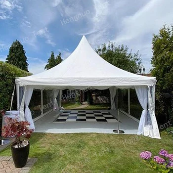 Small Aluminum Garden Luxury High Peak Wedding Tent White Square Pagoda Canopy With Clear Window
