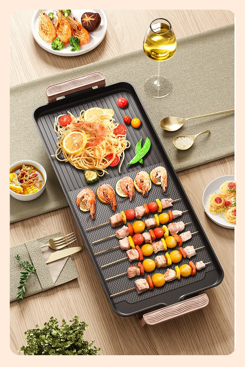 RSC Wholesale Large Smokeless Non-Stick Multi-Functional Electric Grill BBQ Family BBQ Pan 1500W EG015 H42aec3ab7dca4f548b457edf8cb7b239c