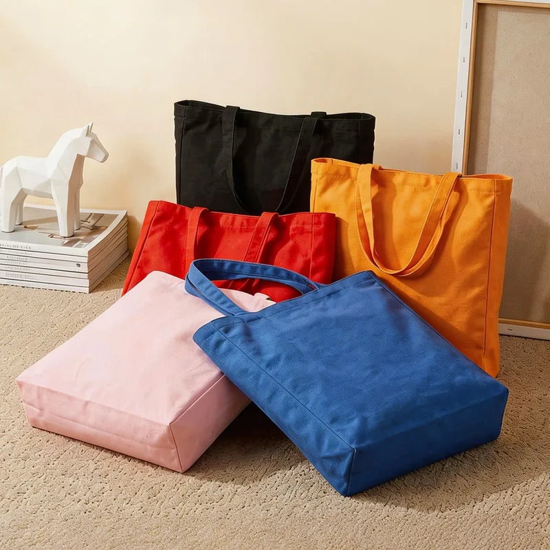 Pure Cotton Colored Canvas Tote Bag Customizable Printed Logo Machine Embroidery Screen/Digital/Heat Transfer Printing Factory