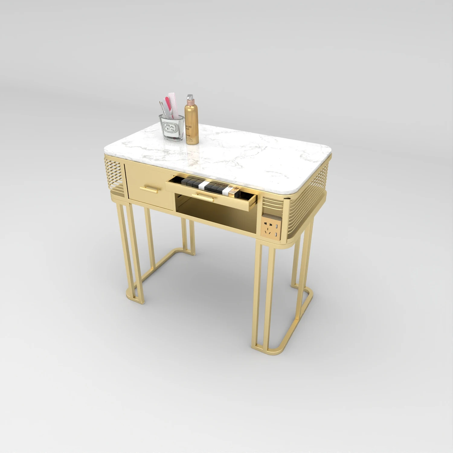 Metal Beauty Nail Salon Equipment Furniture Nail Table Set Manicure