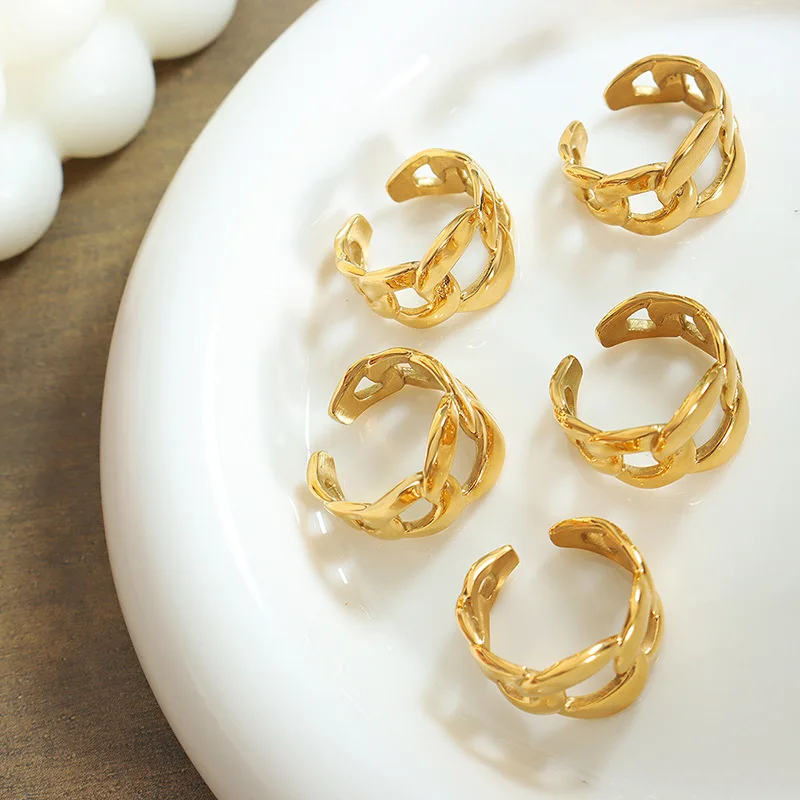 New Chic HIP Exaggerated Link Chain Design Ring Waterproof Jewelry 