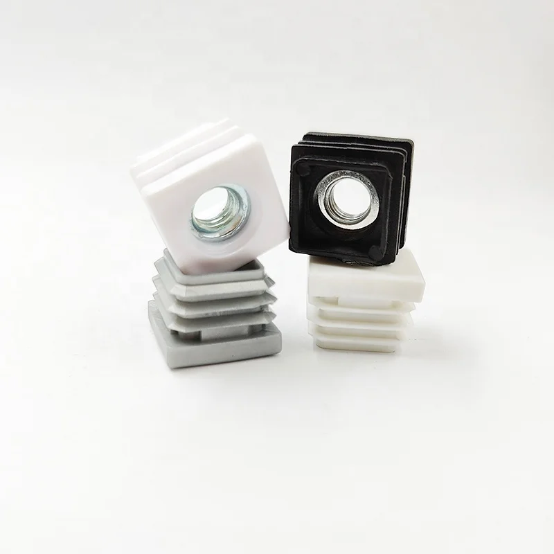 Tube Plastic Inserts square End Thread Cap Nut Plug for Table Legs