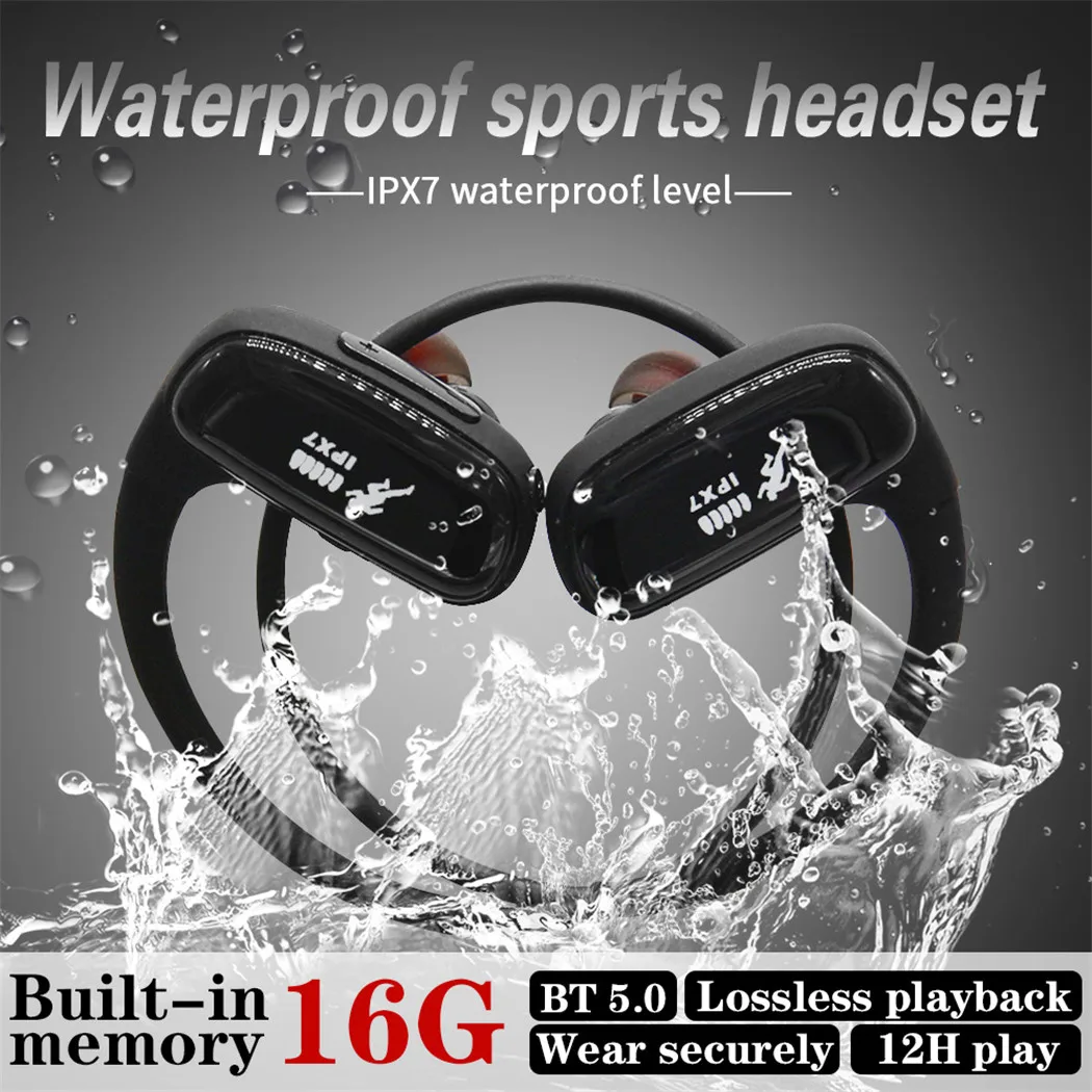 16GB de Memoria Integrada Reproductor de MP3 Bluetooth Auriculares Para  Correr IPX7 Impermeable Deportes Inalámbricos Estéreo Auriculares (Negro) :  : Electrónicos