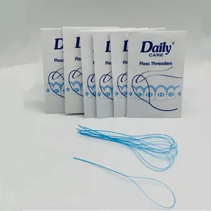 Daily Care Reusable Orthodontic Accessory Nylon Floss Threader Mini 10pcs Paper Bag Portable Threader for Floss Pre-cut