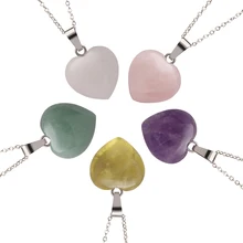 Dainty Chakra Heart Gemstone Jewelry Necklace / Natural Square Heart Moon Gemstone Statement Necklace Star Pendant Charms
