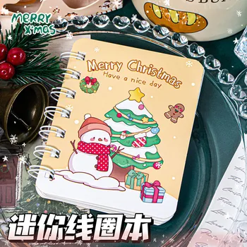 Christmas Series Spiral Coil Notebook A7 80 Sheets Hardcover  School Diary Kids' Stationery Gift Paper