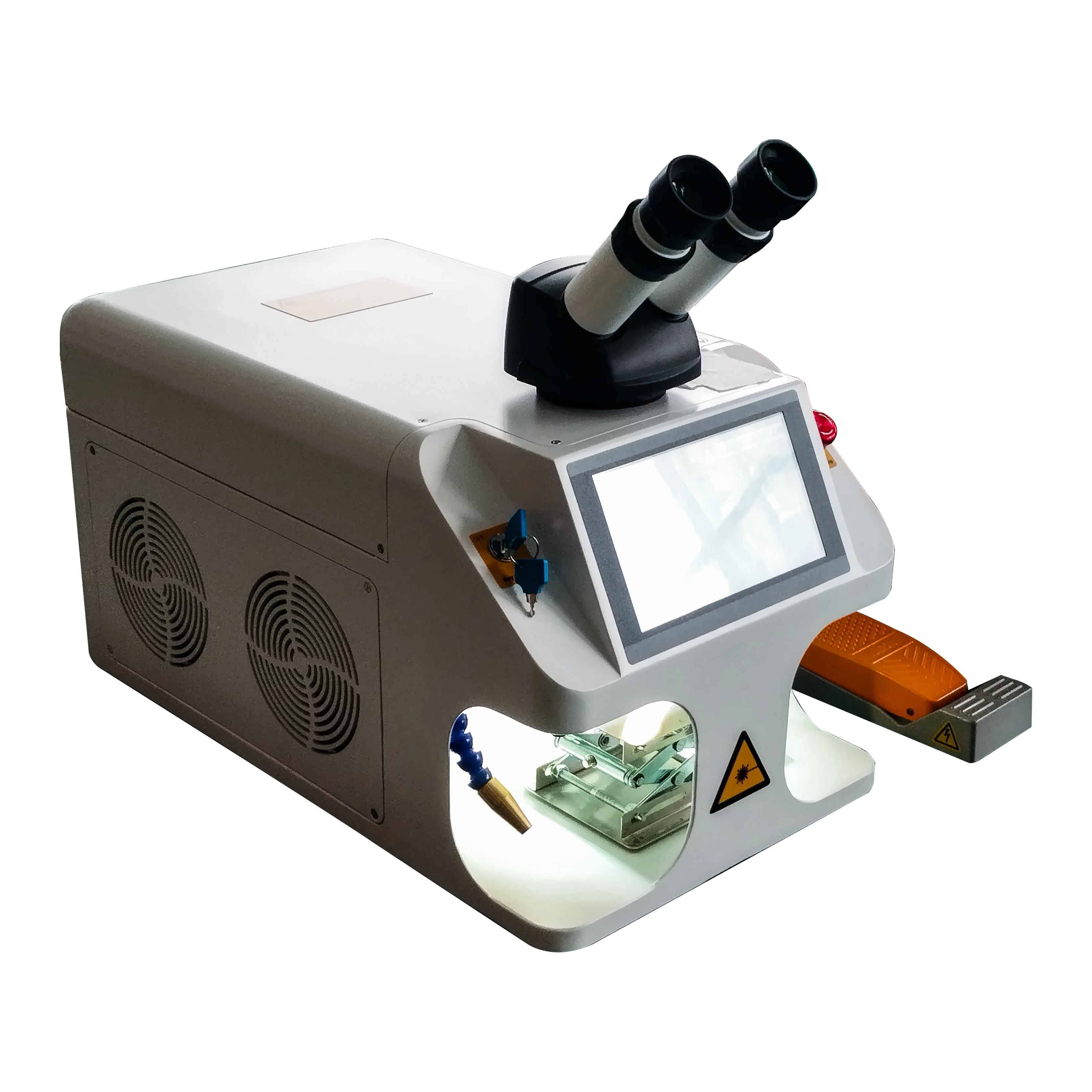 200W Handheld White Desktop Jewelry Laser Welder Mitsubishi 100-200W Output 0.1-10ms Air Cooling New 2 Years Warranty