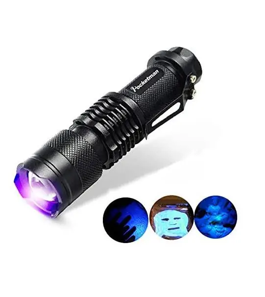 UV Flashlight Ultra Violet Light With Zoom Function Mini UV Black Light Detector 