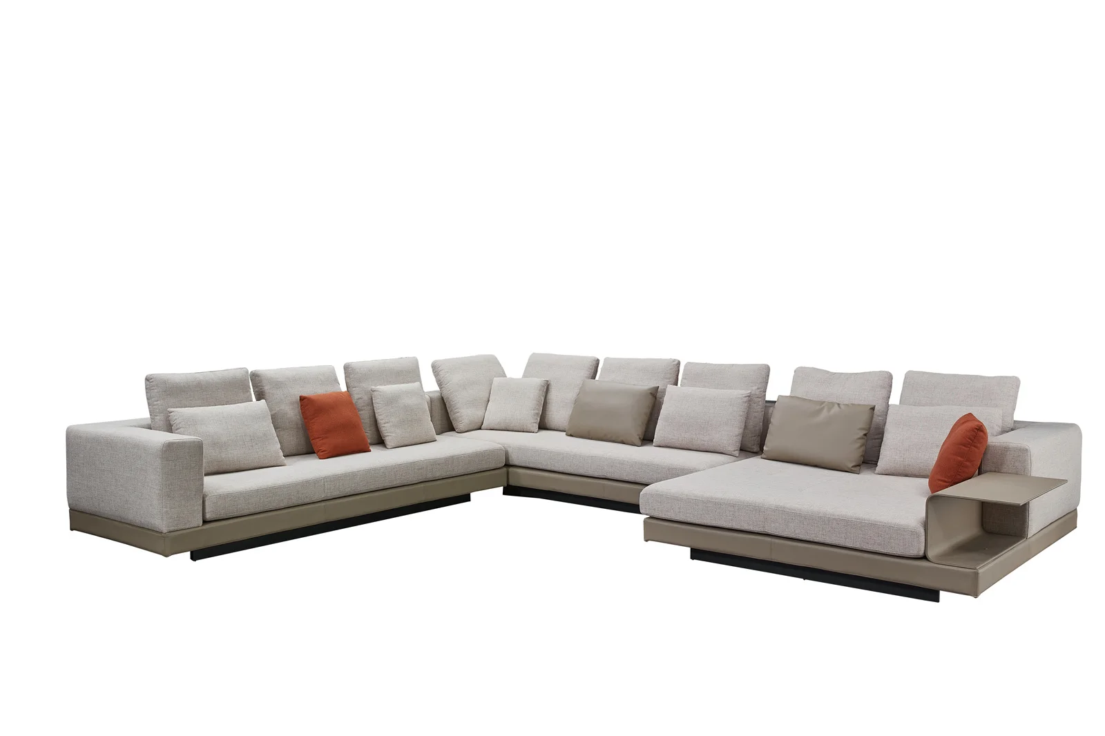 High Quality Modular U-Shaped Double Divan Fabric Sofa Set for Living Room Apartment or Hotel with Metal Material Desk Sofa