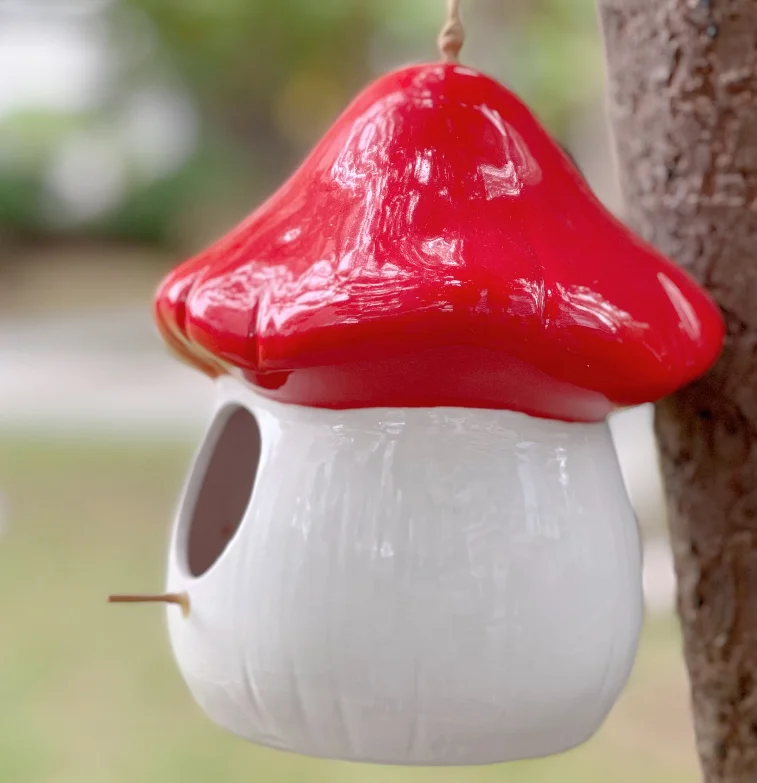 Ceramics mushroom shape bird houses coconut bird house bird house camera