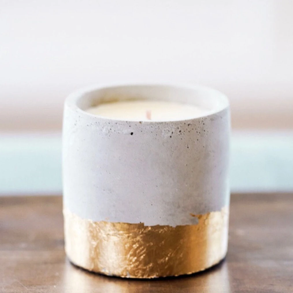 Christmas decoration luxury handmade candle jars vessel cheap matte cement cylinder candle jar in bulk