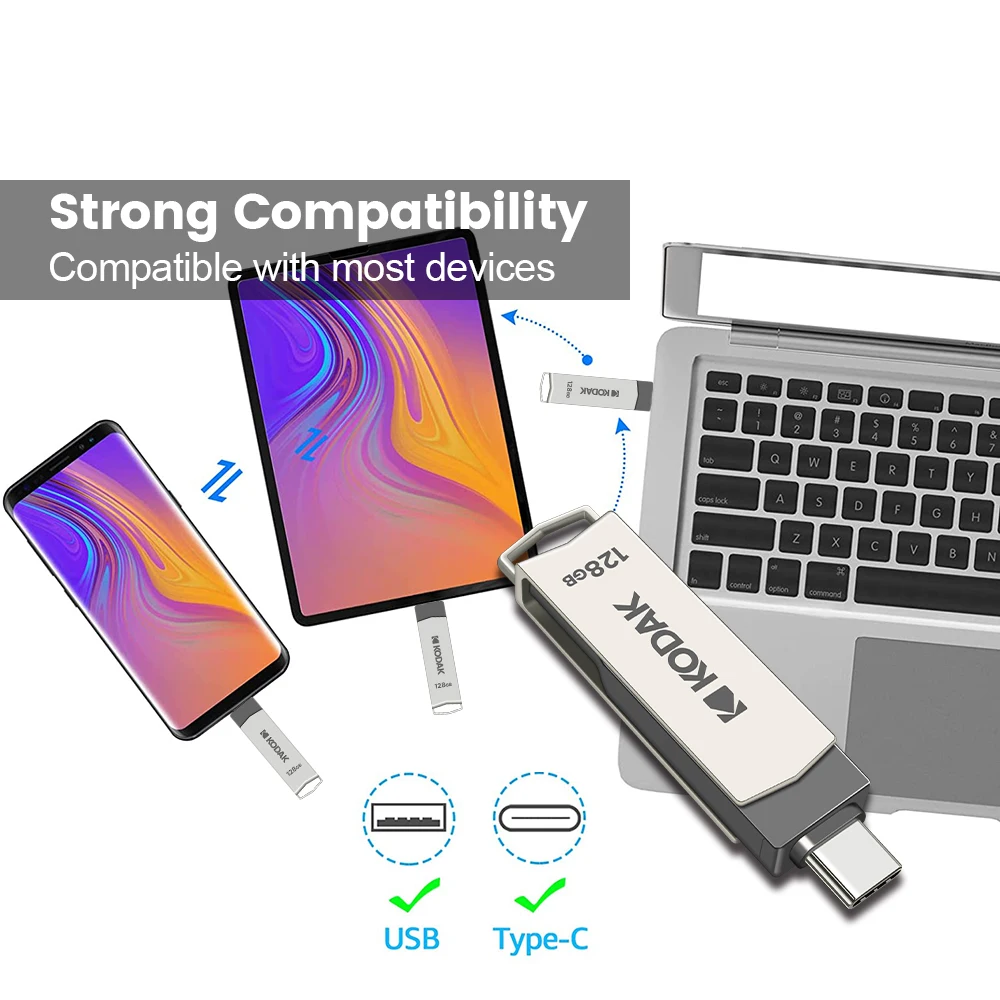 Wholesale KODAK Dual USB 3.1 Flash Drive K273 Type C 16GB 32gb 64gb 128gb 256GB usb3.1 pendrive flash disk Memory Stick Type C