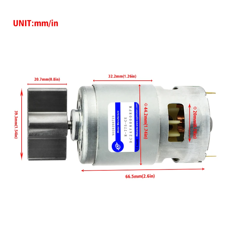 XYT 12/24V R-775 15W 4000-8000rpm Powerful DC Motor 0.785Nm Massager Stick Vibrator with Brush Commutation Fast Shipping
