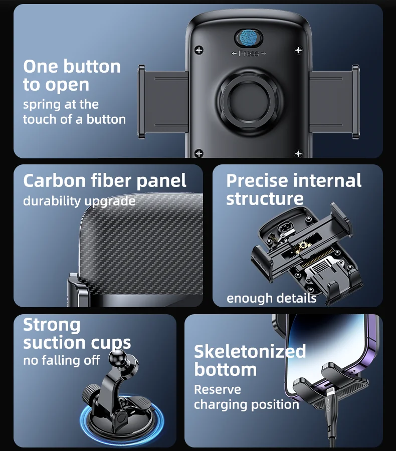 Yesido C175 ouverture à une touche 360 Angle de vision réglable Mini ventouse éjecteur Clip support pour téléphone