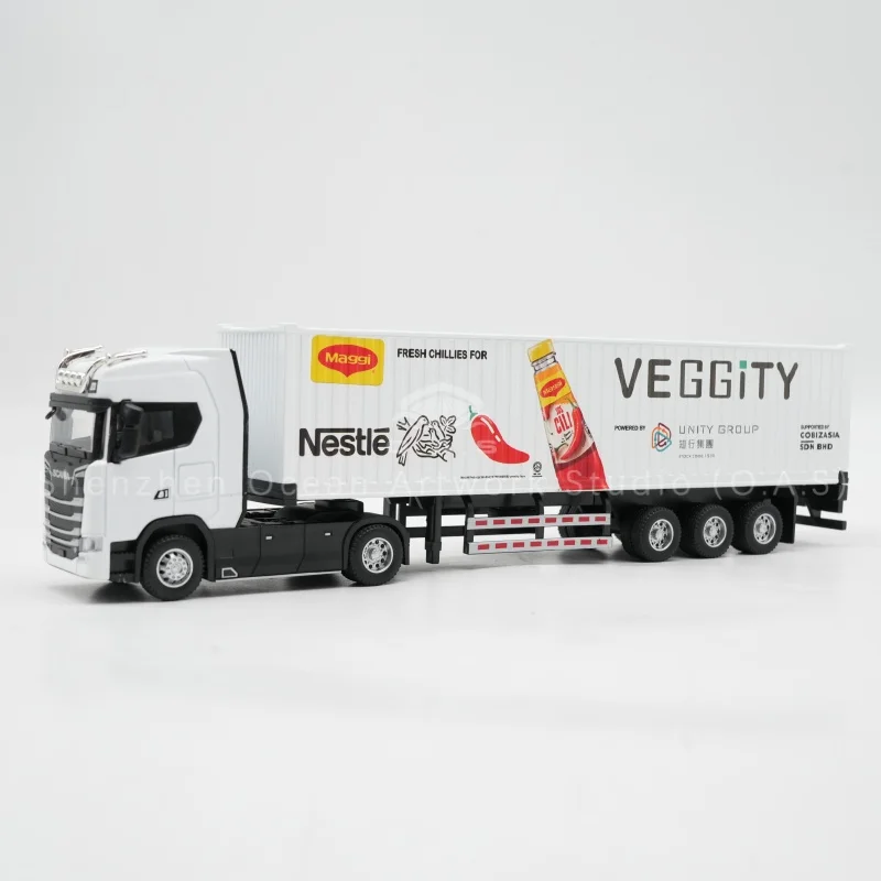 نموذج حاوية 【L】O.A.S من مصنع النماذج، هدية شحن مخصصة، نموذج مصغر لشاحنة من مادة سبائك بمقاس 1:50 YEGGITY