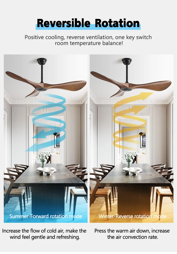 Modern Minimalist 52 Inch 3 Blades Dc Motor Household Noiseless Bldc