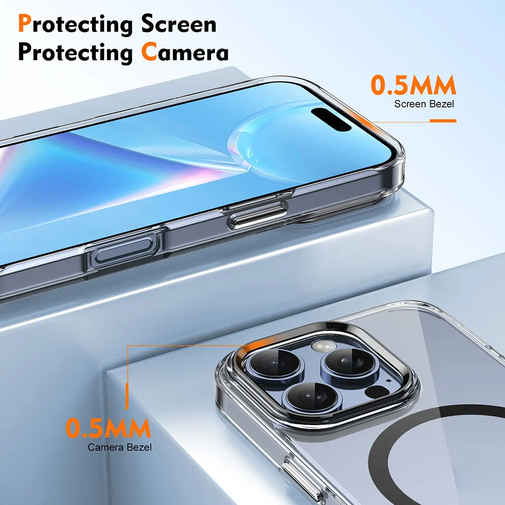 Laudtec Sjk952 Clear Phone Case Magnetic Charging Simple Business Cover Thin Lightweight For Iphone 16 15 14 13 12 Plus Pro Max factory