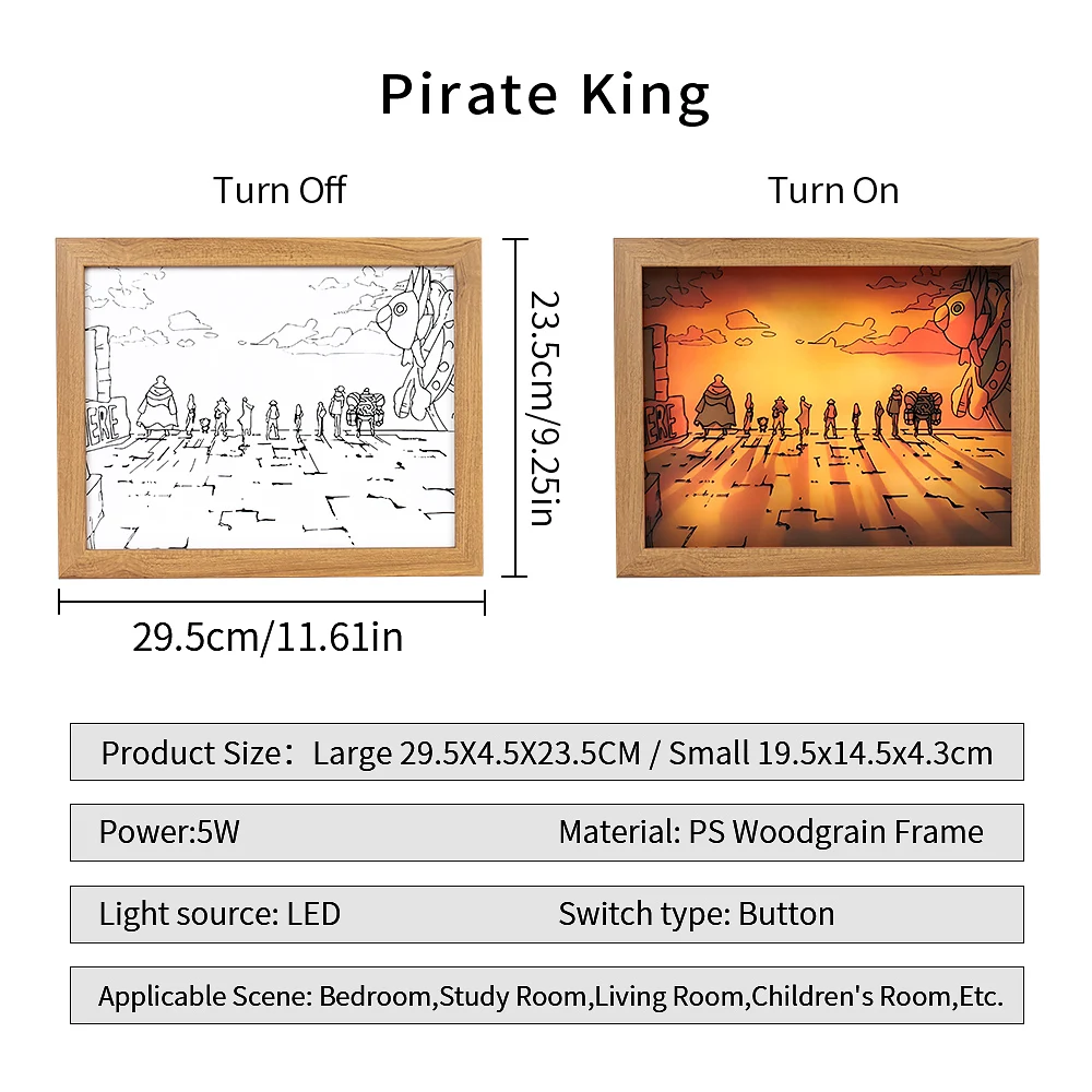 ウッドフレームライトペインティングアニメキャラクターポスターLED