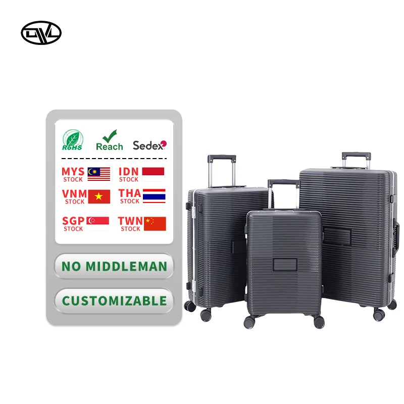Scratch-Resistant PP Luggage Set with Aluminum Frame TSA Lock & Silent Spinner Wheels 3 Sizes Available Custom Logo High Quality