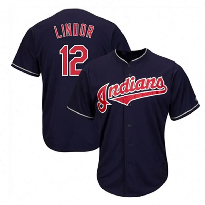 Wholesale Buy Cleveland Indians 12 Francisco Lindor 24 Miller 28 Corey Kluber Baseball Jersey,1 Piece