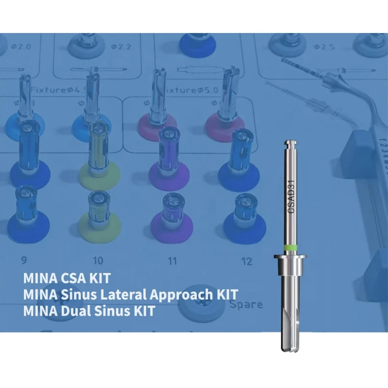 Mina Originalis Kitus Dualis pro Sinuum Elevatio, Kitus Chirurgicus pro Implantis Dentalibus, Fabricatus in Corea, Setus Dentalis ex Titano, Instrumentum Dentale pro Aedificiis Hospitalium
