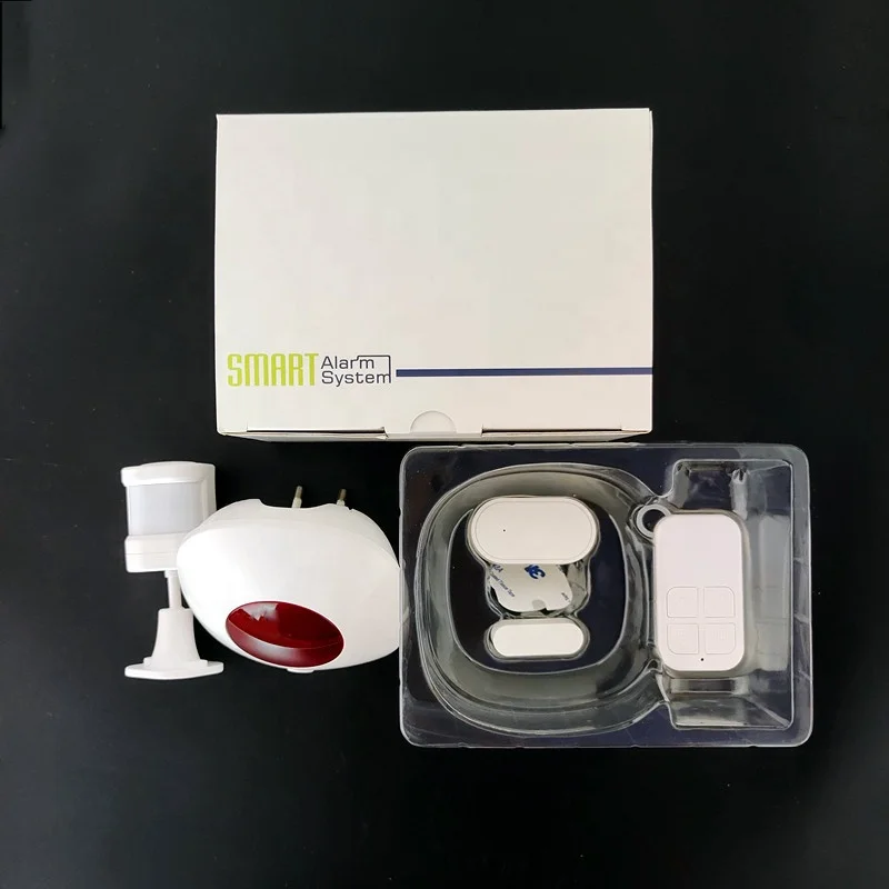 Plug-in Type Backup Battery Wireless WiFi Tuya Smart Siren Home Alarms with PIR Motion Sensor and Door Sensor