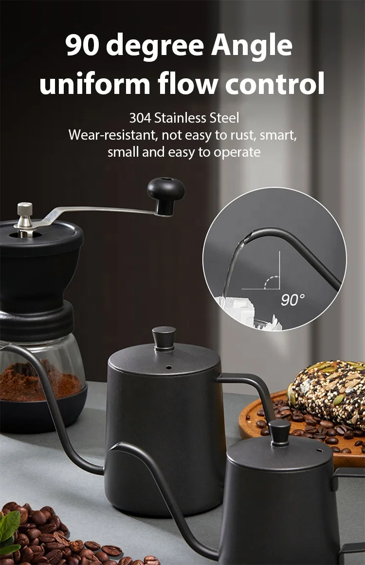 KLP 350ml 600ml Hand Drip Kettle Coffee Pot Pour Over 304 Stainless Steel Tea Coffee Kettle Gooseneck Coffee Tools Set