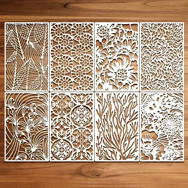 GF Pemium Quality 8pcs Large Size Geometric Painting Templates Abstract Layering Wall Painting Drawing Stencils for Art Supplies