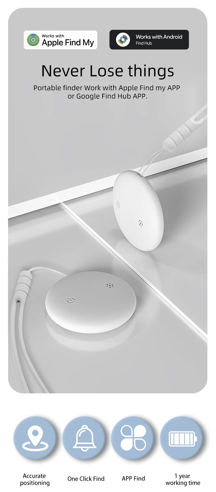 product rsh dual system air smart tag key finder mini gps tracker  locator compatible with apple find my and google find hub224-2