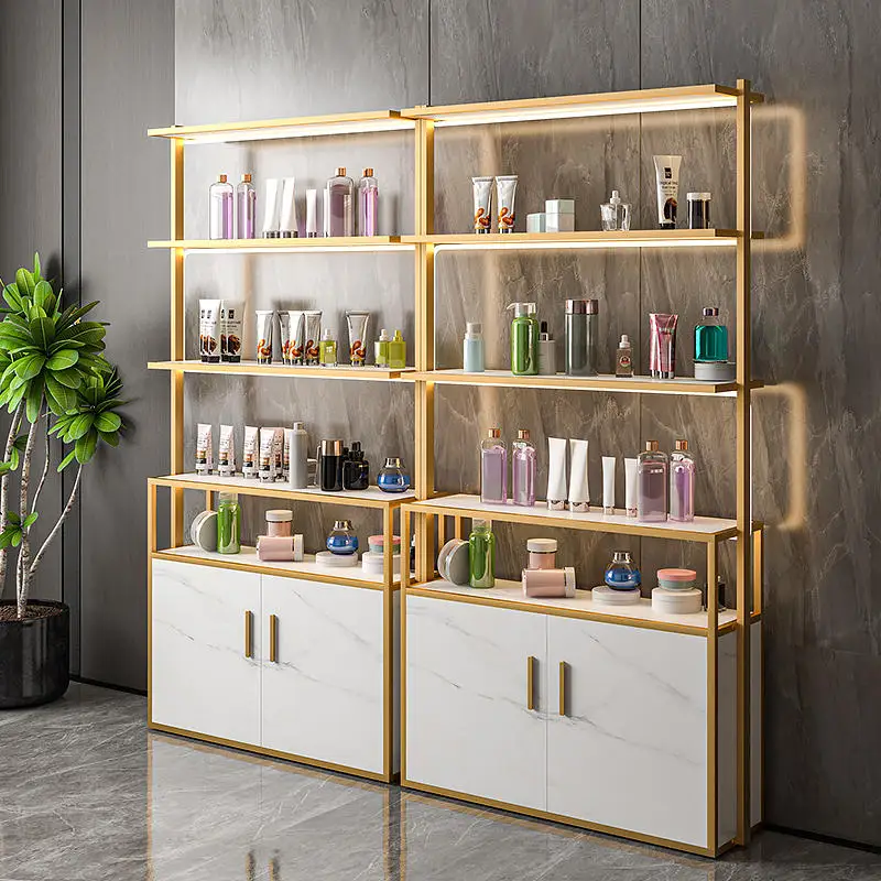 Skincare Shop Furniture Ajustable Cosmetic Store Shelf Rack Led Makeup ...