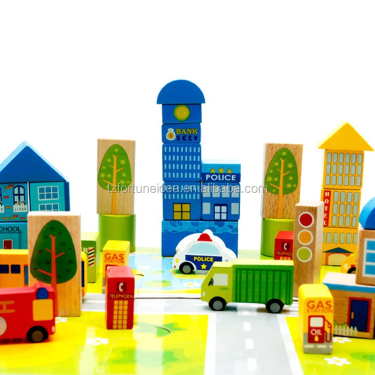 Интеллект, 62 шт в наборе, мозг трафика, город, деревянный блок игрушки для детей дошкольного возраста