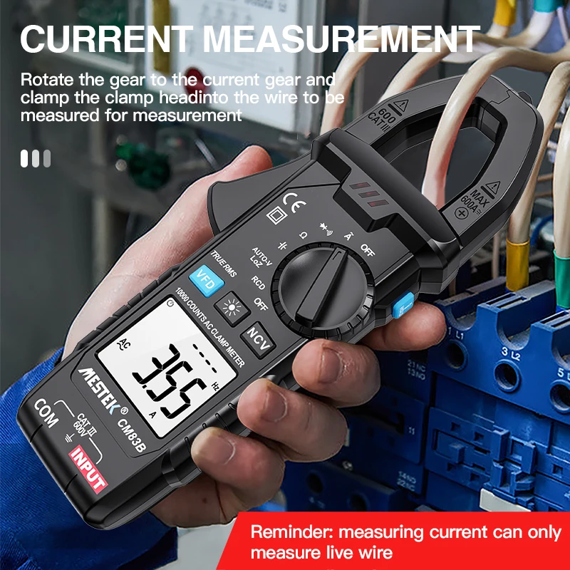 MESTEK Digital Clamp Meter AC Ammeter Multimeter Car Repair Current Volt  Capacitor Ohm Hz Tester  AC Clamp Meter Meter