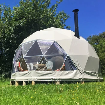 All Weather Outdoor Round Camping Hotel Geodesic Luxury Glamping Dome Tent for Family Resorts
