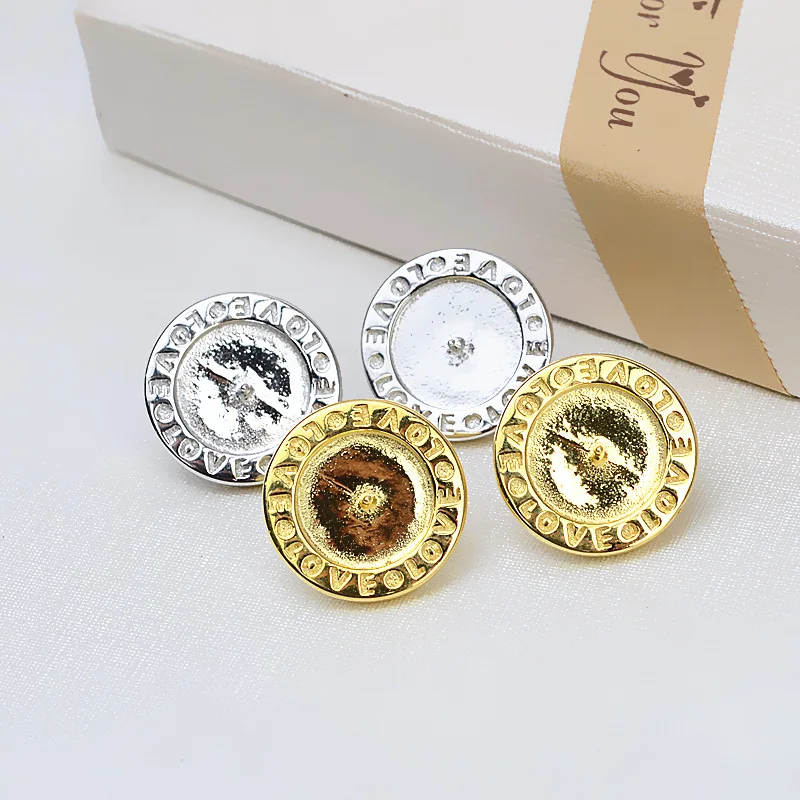 Wenchi Brand S925 Silver Dollar Treasure Female Earpin 8-10 Pearl Earrings DIY Jewelry Accessories Empty Tray Semi Buttons