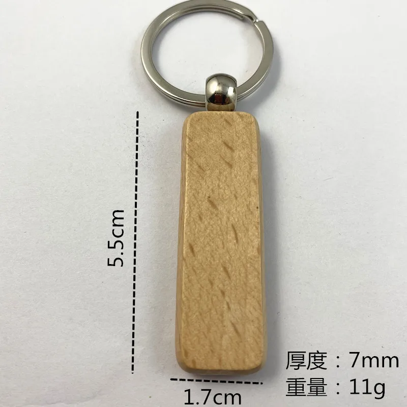 Cyrank 10 Portachiavi In Legno Bianco Rettangolari - Lisci, Non Finiti, Per Artigianato Fai-da-Te, Personalizzazione, Pittura, Incisione - Ideali Per Regali - 2