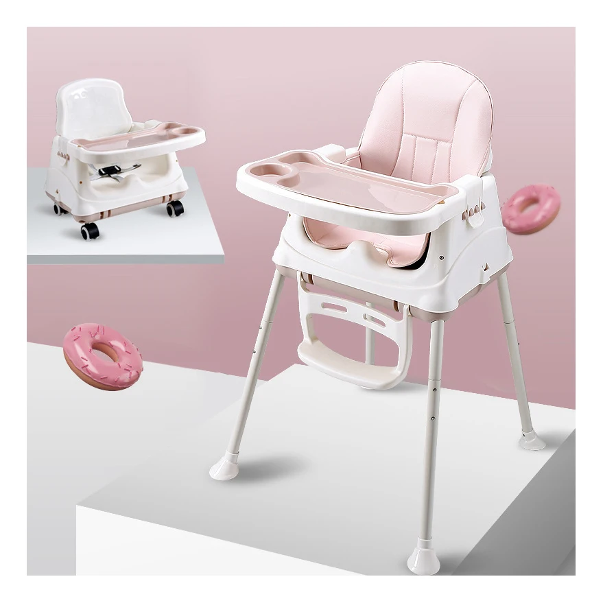 pink plastic high chair