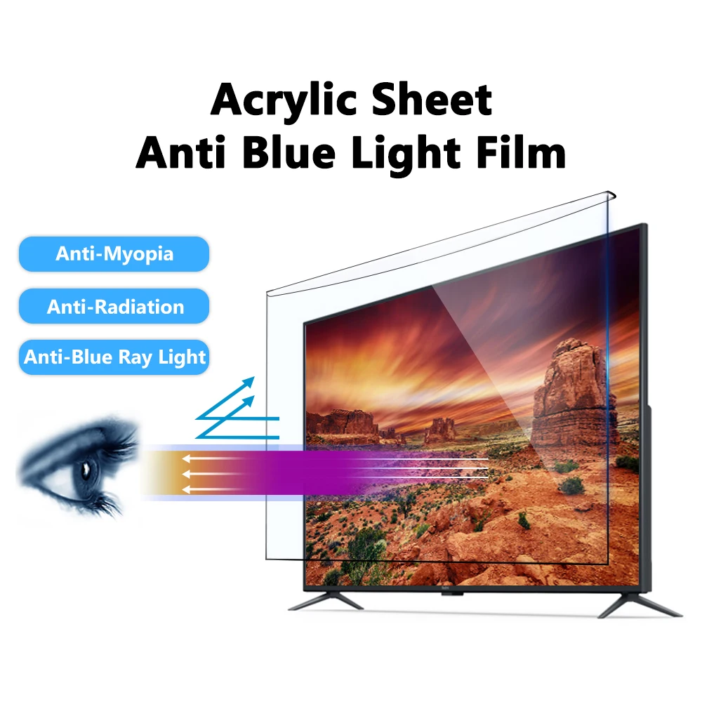 Acrylic Glass Screen Protector with Anti-Blue Light Feature Eye Protective Film for Computer Tv Screen Filter