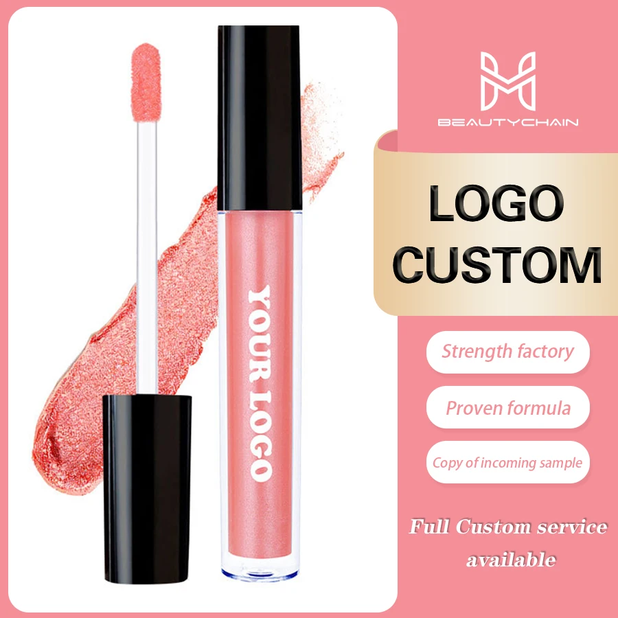 MLM Custom Makeup Vegan Formula No Brand Beauty Product Unique Lip Gloss Tubes Shimmer Glitter Jelly Clear Nude Glossy Lip Gloss