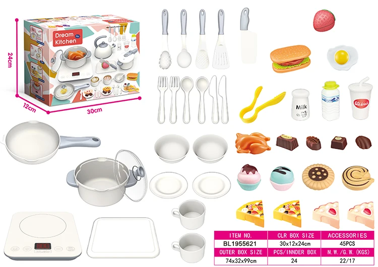 DIY образовательные забавные мини игровой домик 43 шт. заварной чайник и кастрюли с музыкальным звуком легким прикосновением кухонный набор для