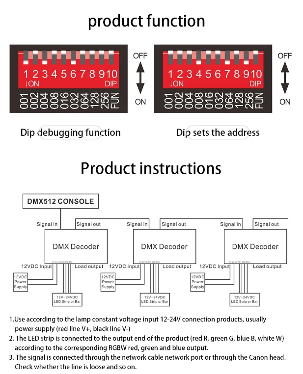 Controller Decoder LED 512 Canali RGBW - Driver 4 Canali 12V-24V Per Luci Strip, DMX - Foto 11