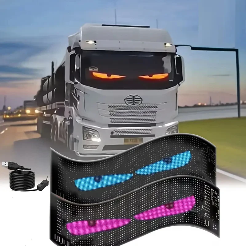 Truck Windshield Flexible LED Display Screen Blinking Eyes  Animated Screen APP Programmable Soft LED Displays for Truck