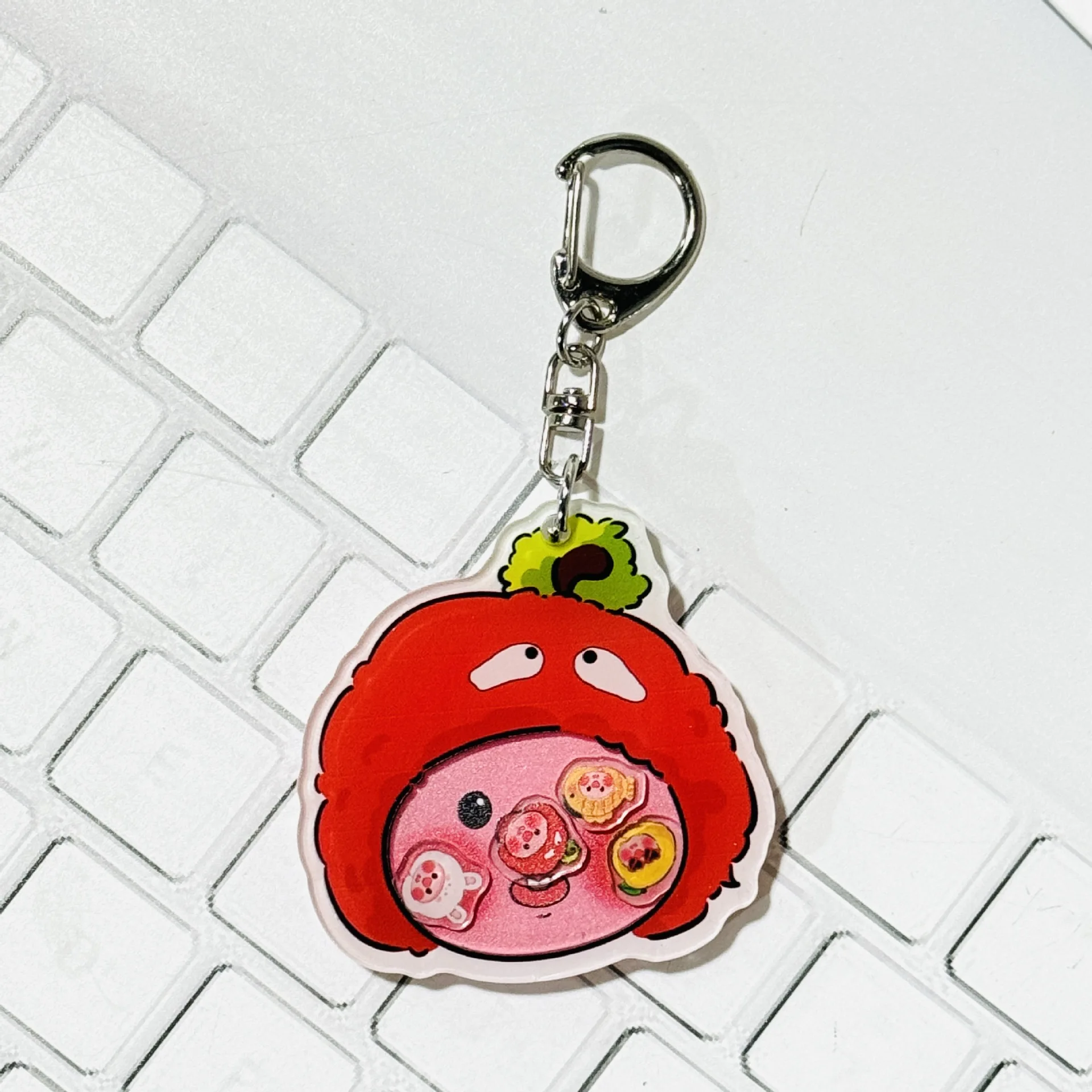 Popular design factory direct sales cartoon cute plastic shaker acrylic keychain custom details