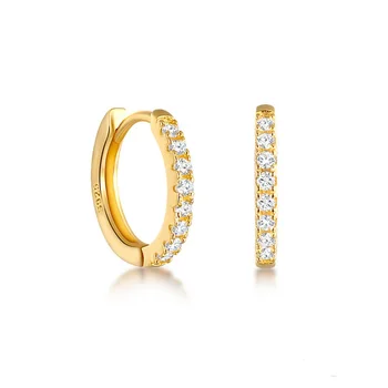 Small Dainty Tiny Thin 925 Sterling Silver CZ Hoops Minimalist Jewelry Gold Plated Hoops Earrings