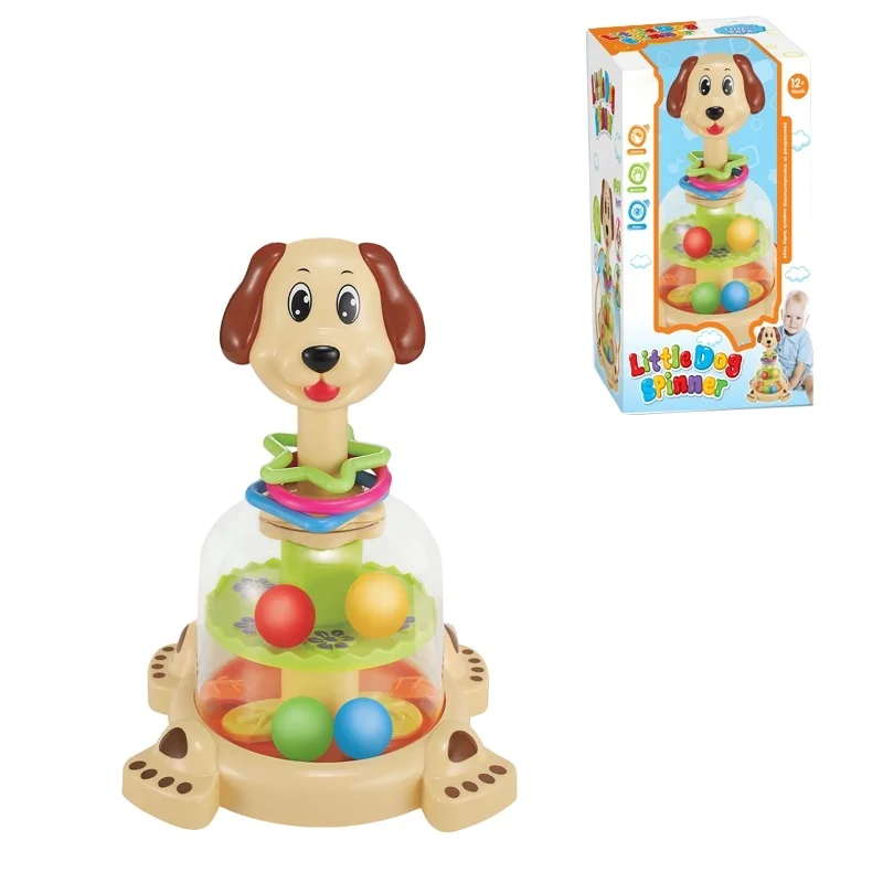 Baby Toys Gift Set Musical Plastic Dog Spinner Animal Baby Toys Kid With Colorful Balls