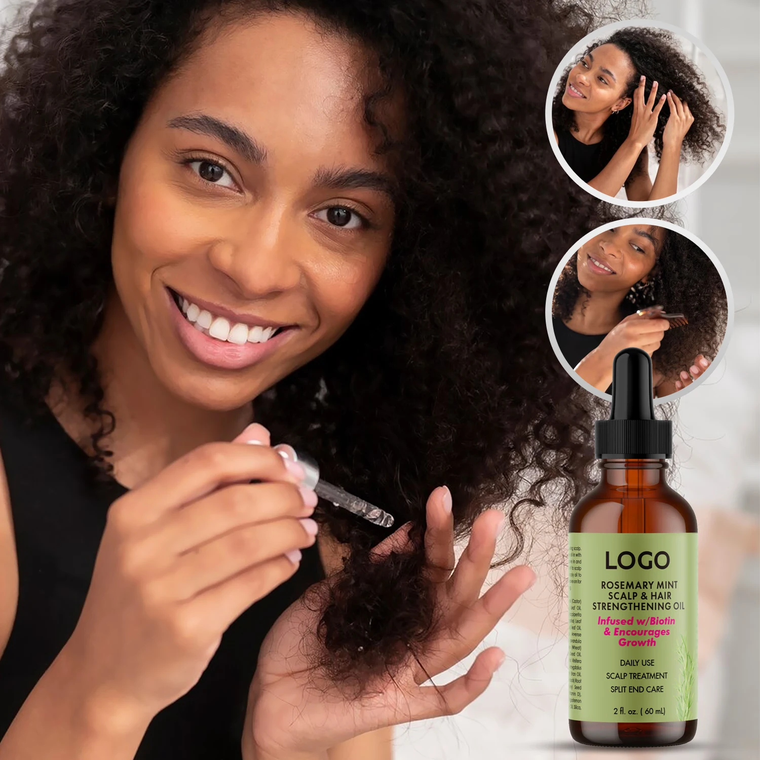 Private Label Best Strengthening Organic Nourishing Shine Smoothing Peppermint Rosemary Hair 7963