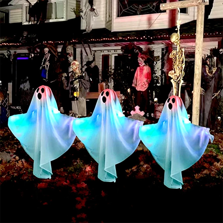 OFFSCH 5pcs Ghost Stake Lights - Outdoor Halloween Garden Decor, LED Lawn Stakes For Spooky Yard Decoration