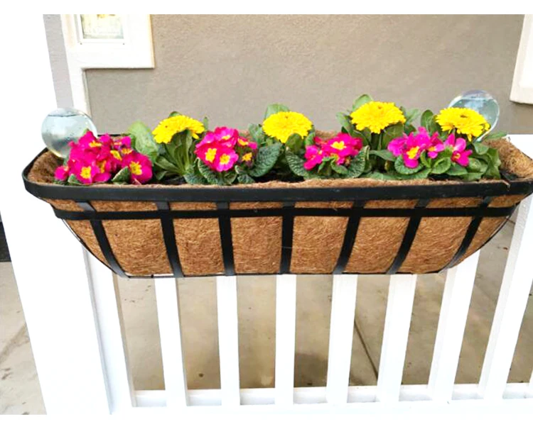 Coco Liner Window Flower Planter Metal Rail Hanging Window Box Planter